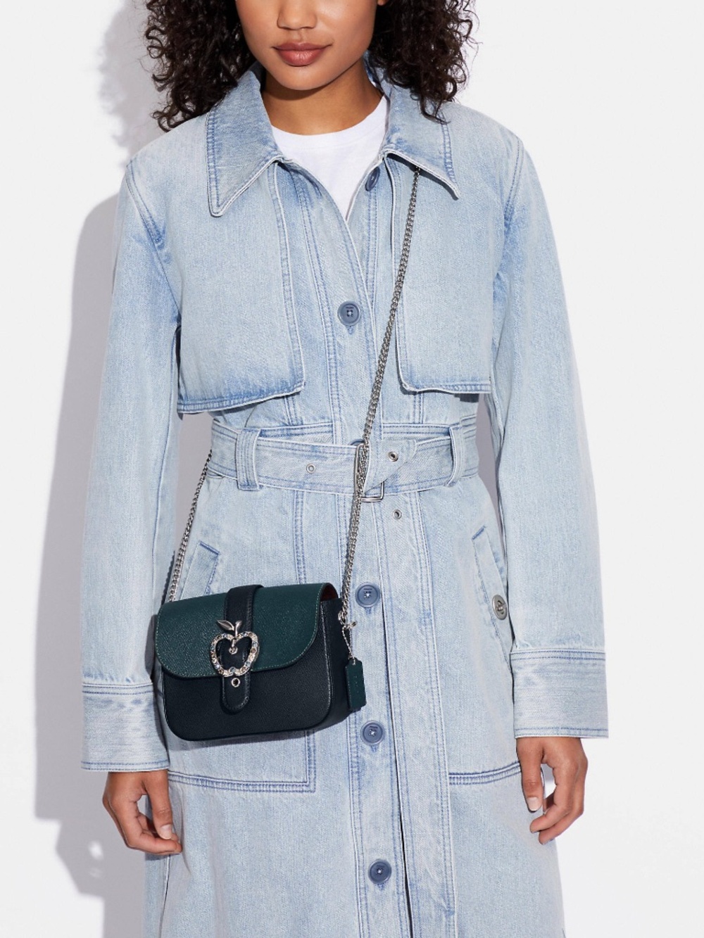 Coach Gemma Crossbody in Colorblock Forest Midnight Navy w/ Apple Buckle - Picture 6 of 14
